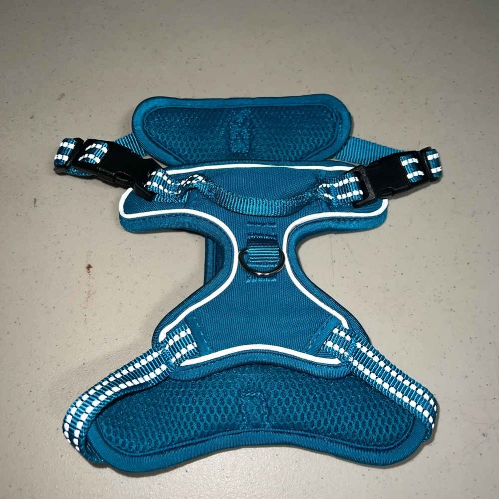 Teal Dog Harness with Black and White Accents
